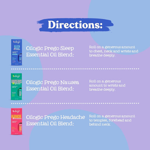 Set 100% 0.3 Oz (Pack 3) Oilogic Roll-On Essential Oils for Pregnant Women - Pure Essential Oil Roller for Pregnancy