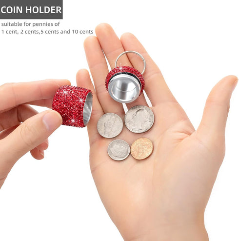 Small Pill Box Keychain, Cute Mini Pill Fob Container for Vitamin Storage Organizer, Keychain Pill Case Holder (Red)