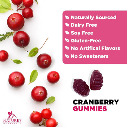 Cranberry Gummies - Urinary Tract Health Gummy + Vitamin C - 25,000mg Triple Strength Cranberry Concentrate Extract