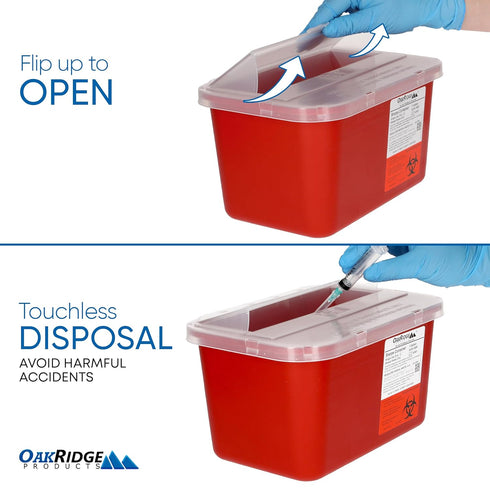 Oakridge Products Large Sharps Container for Home Use, 1 Gallon (3-Pack), Biohazard Needle Disposal