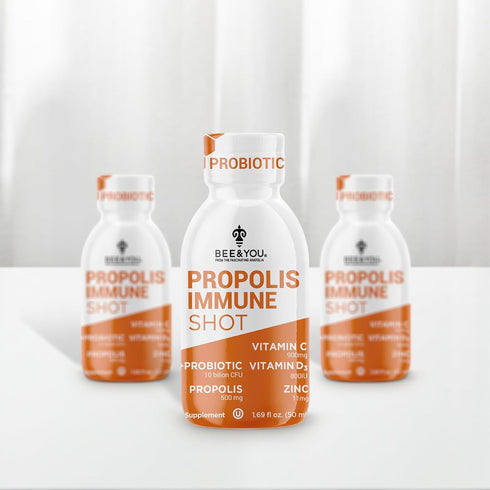 BEE and You Propolis Immune Shot - Probiotic, Vitamin C, Vitamin D3, Zinc for Immune Support, Gut Health, Digestive