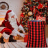 HRX Package 2 Pcs Cotton Santa Bag, 28x20 Inch Plaid Fabric Drawstring Christmas Bags with Gift Tag