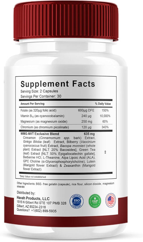 Havah (2 Pack) (120 Glyco Thrive Blood Support GlycoThrive Maximum Strength Capsules, Glyco Thrive Advanced Daily