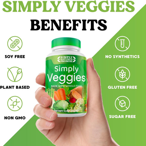 Simply Nature's Promise - 90 Veggie Capsules with Whole Food Superfoods, Beta Carotene & 18 Vegetables - 100% Soy Free