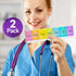 Weekly Pill Organizer, Pack of 2, Colorful 7-Day Easy Push Button Assisted Open for Seniors, BPA Free Daily Travel Pill
