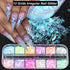 Holographic Nail Art Glitter, Iridescent Flakes and Mermaid Flake Sequins, 12 Grids for DIY Decoration
