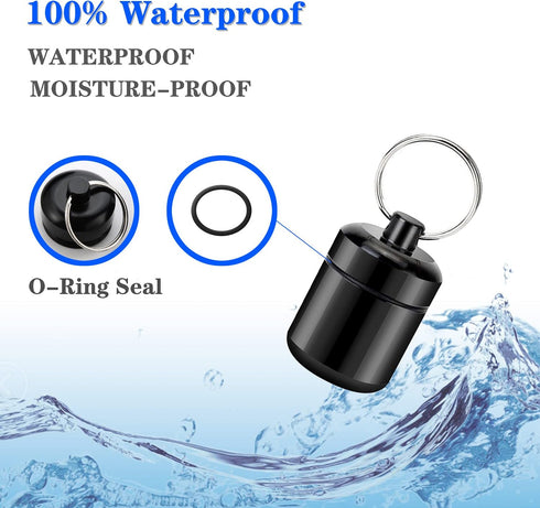 Pill Holder Keychain Container,Portable Aluminium Alloy Waterproof Pill Boxes for Purse Pocket,Small Pill Cases for Outdoor Travel Camping Daily Use-3PCS