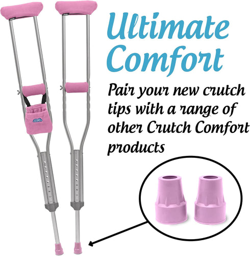 Top Glides Crutch Comfort: Steel-Reinforced 7/8" Crutch Tips - 1 Pair