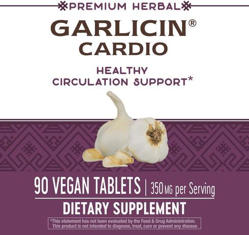 Nature’s Way Garlicin Cardio Premium Herbal Support, 350 mg per Serving, 90 Tablets