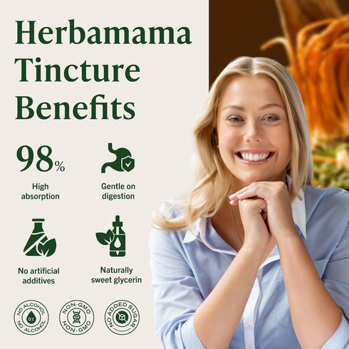 Immune Immunity 56-Day HERBAMAMA Cordyceps Sinensis Tincture - Vegan Support & Defense with Cordyceps Mushroom Extract