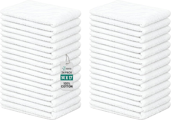 ZUPERIA Terry Towels Pack of 24 (14" X 17" Inches) 100% Cotton