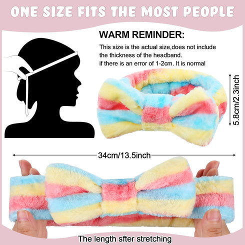 WILLBOND 24 Pack Spa Headband Bow Hair Band Facial Makeup Headband Women For Face Wash Adjustable Skincare Soft Flannel Towel Head Wraps for Shower Washing Face Girls Yoga Sports, 24 Styles