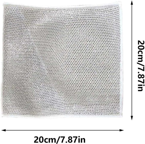 Ohraina (3 Pack) Non-Scratch Scrubbing Wire Dishwashing Rags, Double Stainless Steel Scrubber, Steel Wire Dish Towel