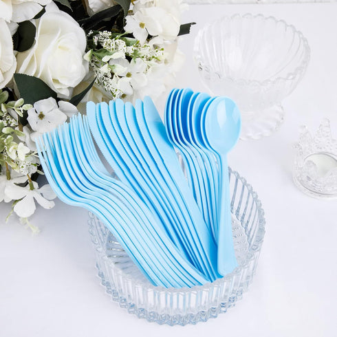 WDF 160 Piece Blue Plastic Silverware - Heavy Duty Blue Silverware Includes 80 Blue Forks, 40 Blue Spoons, 40 Blue Knives, Blue Plastic Utensils Perfect for Wedding, Party or Daily Using by WDF
