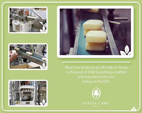 Olivia Care Lavender Bar Soap - 4 Pack Box Set, 100% Natural, Vegan, Hydrating for Face & Body