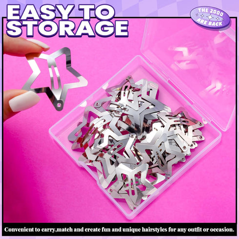 YGDZ 30 PCS Star Hair Clips, 20 PCS 1.22" Star Y2K Hair Accessories, 10 PCS 1.61" Silver Star Clips for Women Girls