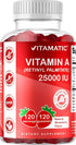 Vitamatic Sugar Free Vitamin A 25000 IU Gummies, Natural Strawberry Flavor, 120 Gummies