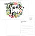 50 Thank You Postcards, Blank Thank You Note Card, Floral Watercolor Calligraphy Stationery for Wedding, Bridal or Baby