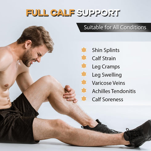 Copper Calf Compression Sleeves - Shin Splint Compression Sleeve for Pain Relief and Varicose Veins (1 Pair)