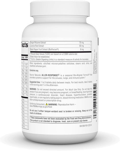 Source Naturals Aller-Response, Seasonal Immune Support, 90 Tablets