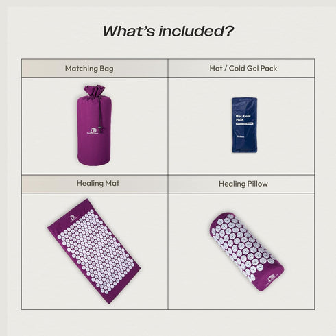 Acupressure Mat & Pillow Set with Hot/Cold Gel Pack - for Back and Neck Pain Relief, Sciatica, Ideal Acupuncture Mat