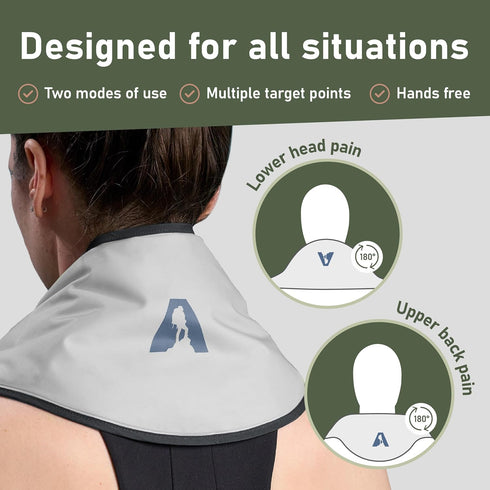 Flexible Neck Ice Pack Wrap: Soft Gel Hot and Cold Pack for Pain Relief, Hands-Free Cervical Recovery (8" x 23) - Grey