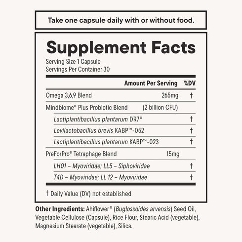 Nouri Stress Support Daily Prebiotic & Probiotic Capsules - Plant-Based Omega Oil for Cortisol Management