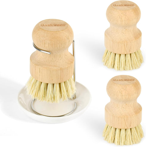 Qaskwaer Wooden Dish Brushes, Dish Scrubber Brushs for Cleaning Dishes, Kitchen Wooden Cleaning