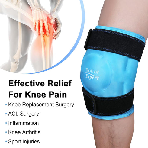 Relief Expert Ice Pack Wrap for Knee Injuries, Reusable Gel Cold Pack for Post-Surgery Recovery