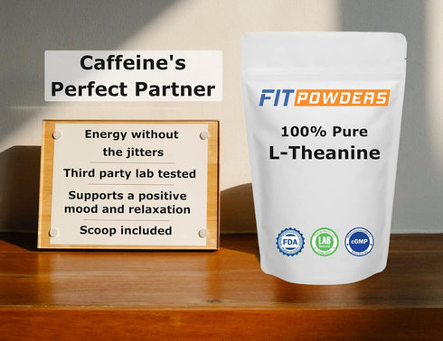 L-Theanine Powder 100% Pure, Non-GMO, Vegan, Gluten Free Theanine Powder Supplement (Multiple Sizes) Mood and Cognitive, Stress Relief and Relaxation, Scoop Included (100 Grams)