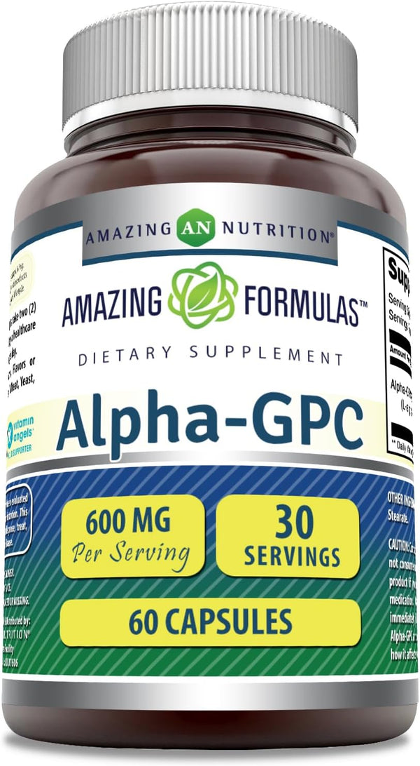 Alpha GPC Supplement by Amazing Formulas | 600 Mg Per Serving | 60 Capsules | Non-GMO | Gluten Free | USA Made