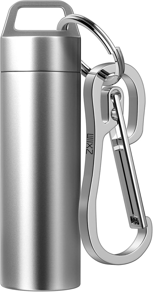 Small Pill Case Keychain, Portable Metal Pill Holder, Waterproof Mini Stainless Steel Pill Organizer