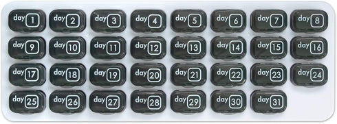 Monthly Med Organizer with 31 Daily Removable Pill Pods, Numbered Pillboxes for Home, Work, Travel