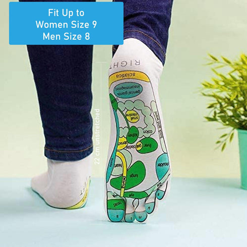Acupressure Reflexology Socks for Women & Men - Foot Massage Five Toe Separate Socks with Cotton Reflexology Charts &