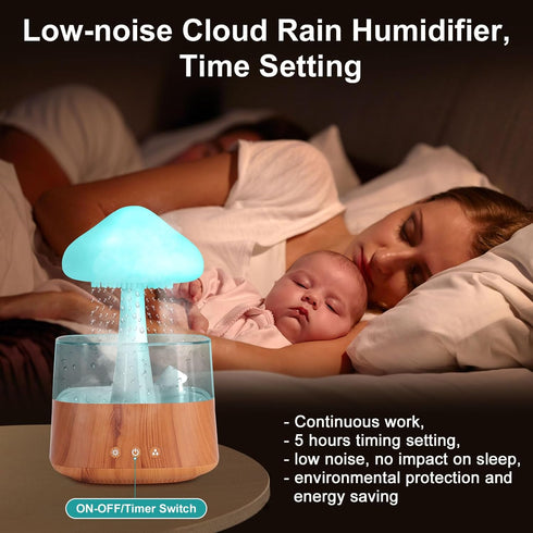 Cloud Rain Humidifier Diffuser - Essential Oil Diffuser with Water Drip, 7 Colors Night Light for Bedroom, Office