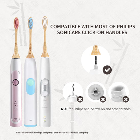 Bamboo Electric Toothbrush Heads, Plant-Based Soft Bristles, Compatible with Philips Sonicare