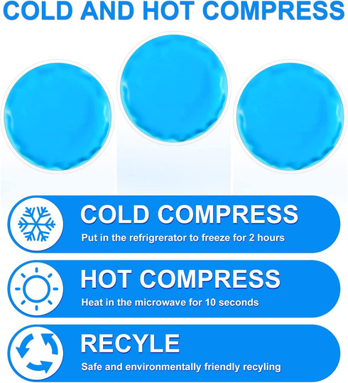 Reusable Ice Packs for Injuries, 10 Pack Round Ice Packs for Face, Gel Ice Packs for Hot Cold Compress, Ice Bag for