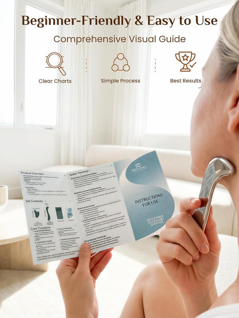Set (2-Piece Rena Chris Gua Sha & Muscle Scraper Tool, Stainless Steel Face & Body Gua Sha for Lymphatic Drainage