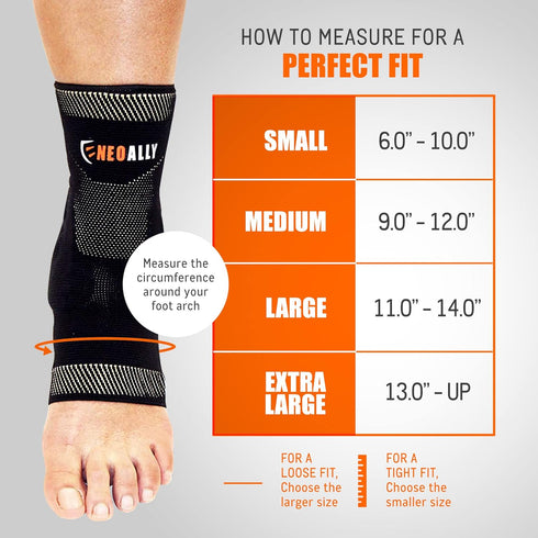 NeoAlly Copper Ankle Brace with Gel Pads, Medium Compression Sleeves for Plantar Fasciitis, 1 Pair