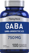 Piping Rock GABA 750mg | 100 Capsules | Gamma-Aminobutyric Acid Supplement | Non-GMO, Gluten Free