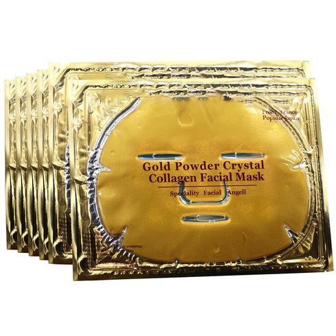 Permotary 6 PCS 24k Gold Crystal Gel Collagen Facial Masks for Deep Moisturizing Skin Care