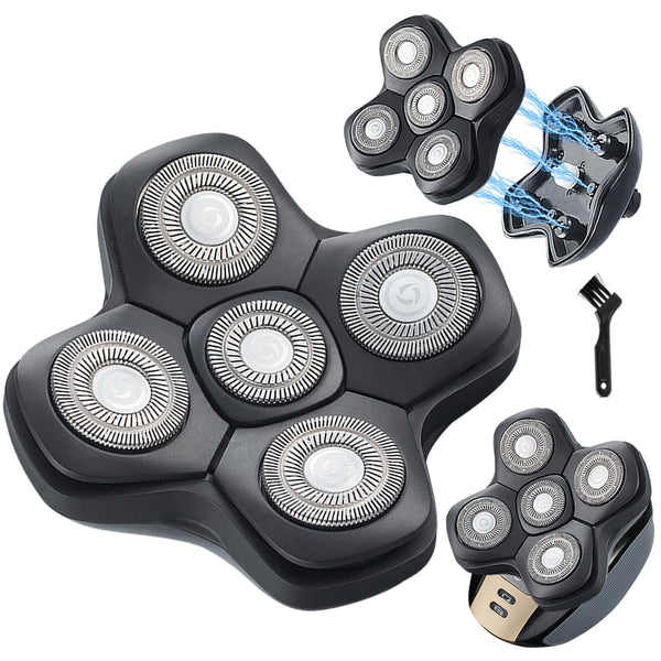 Universal Upgrade 5 Blades Magnetic Interface Head Shaver Replacement Heads for Electric Razor (5D Black)