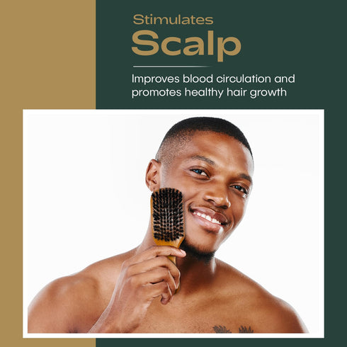 Titan Club Wave Brush for Men - Durable Wooden Handle, 100% Natural Boar Bristles, Soft for All Hair Types & Textures