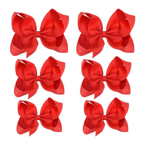 Red Hair Bows for Girls and Toddlers, 6 Pcs Red Bows in Various Sizes
