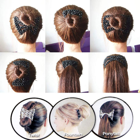 Magic Hair Comb, Swovo 6 Pieces Elastic Beaded Hair Clips Women Stretchy Bride Double Slides Hairpins Combs for Women Ladies Girls DIY Hair Styling Accessories