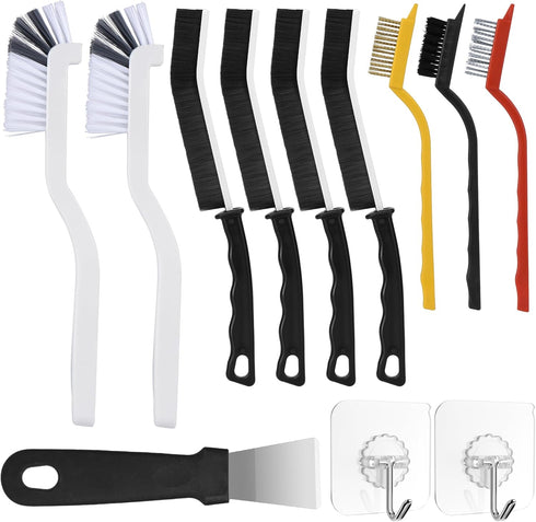 Harkta 12Pcs Crevice Cleaning Brush Set,Hard Bristle Cleaning Supplies for Deep Cleaning Gap,Home