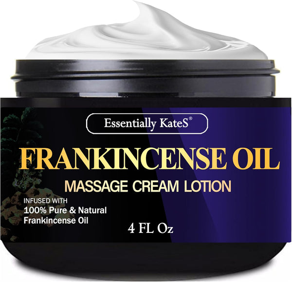 Frankincense Oil Massage Cream Lotion 4 Fl Oz - Medium Glide for Relaxing Sore Muscles and Nourishing Skin