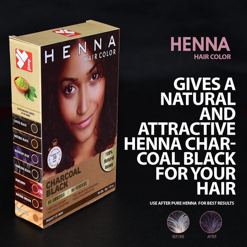 HENNA HAIR COLOR 30 Minute Enriched with Herbs, Semi-Permanent Powder for Men and Women (Charcoal Black)