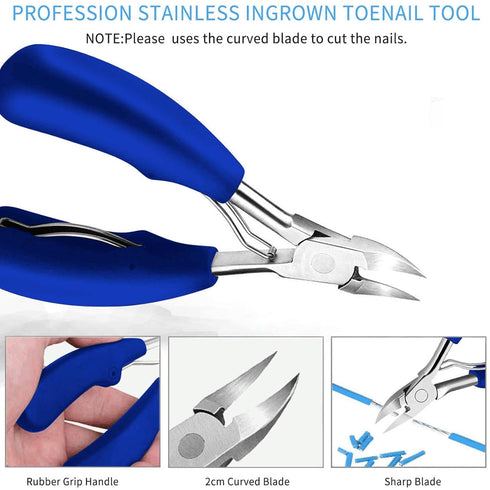 JTIEO 9PACK Toenail Clippers Ingrown Toenail Tool Kit, Stainless Steel Professional Removal Set, Blue