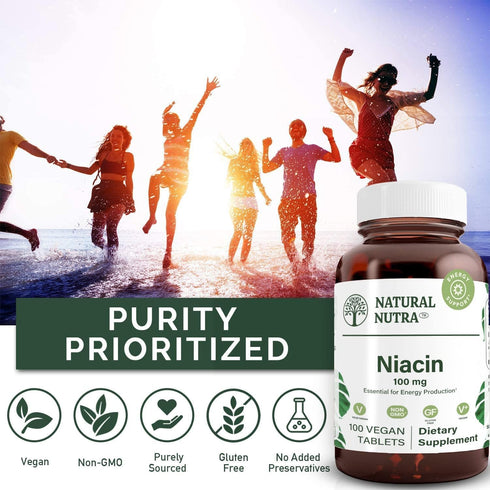 Natural Nutra Niacin (Vitamin B3) Supplement for Energy & Digestion, 100 mg, 100 Tablets (Pack of 3)
